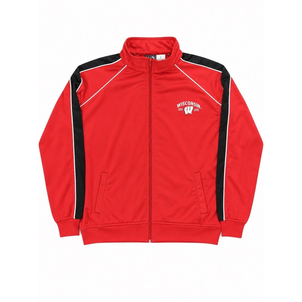 VTG Y2K AS Sports Track Jacket Mens XL Red Wisconsin Badgers Full Zip Athletic